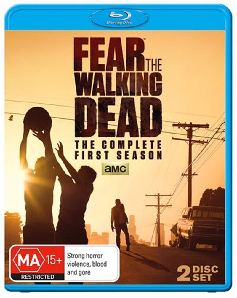 Fear The Walking Dead Blu-ray cover featuring main characters amidst a post-apocalyptic backdrop.