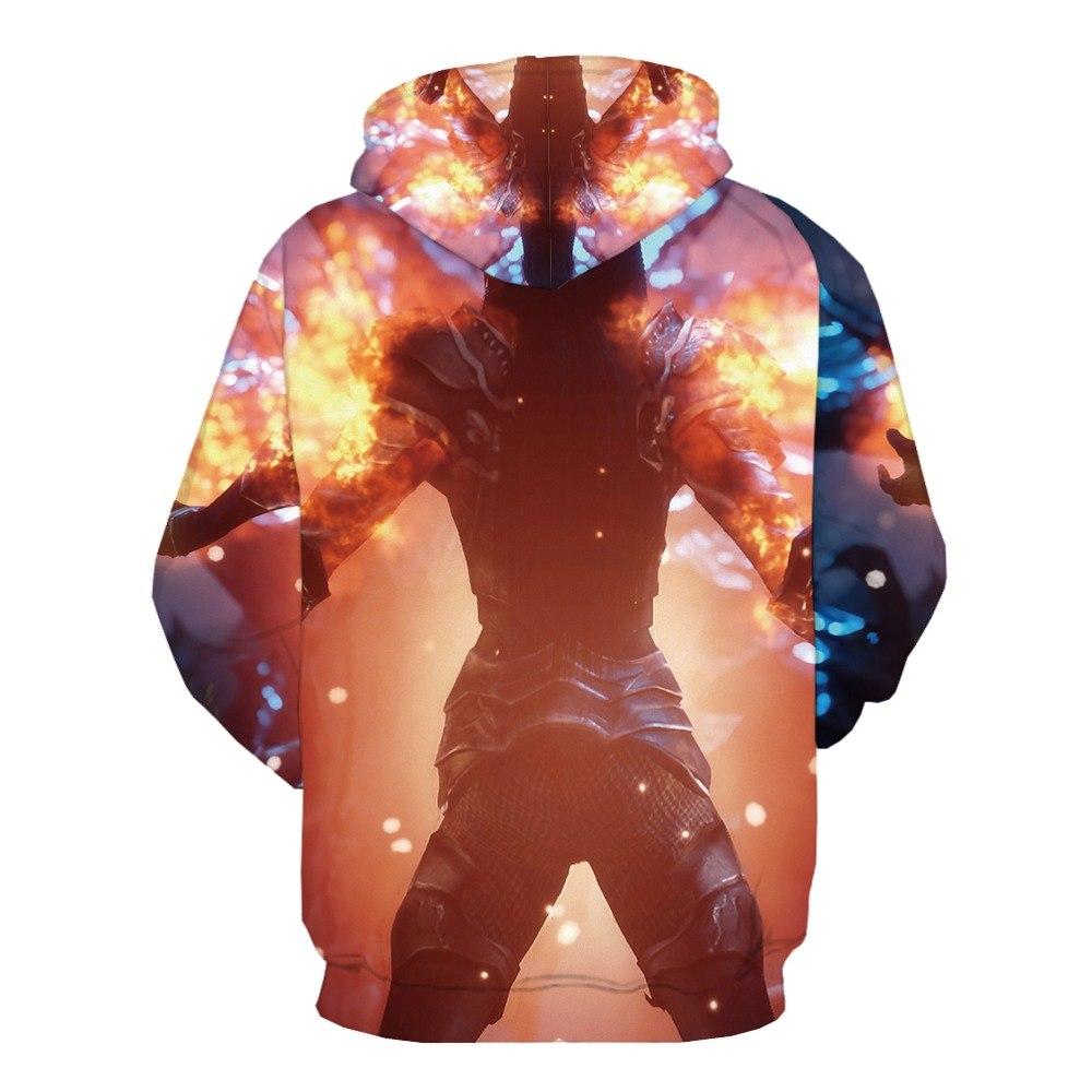 Colorful Flame Character Metal Military 3D Printed Hoodie for men, featuring a vibrant anime-inspired design and comfortable fit.