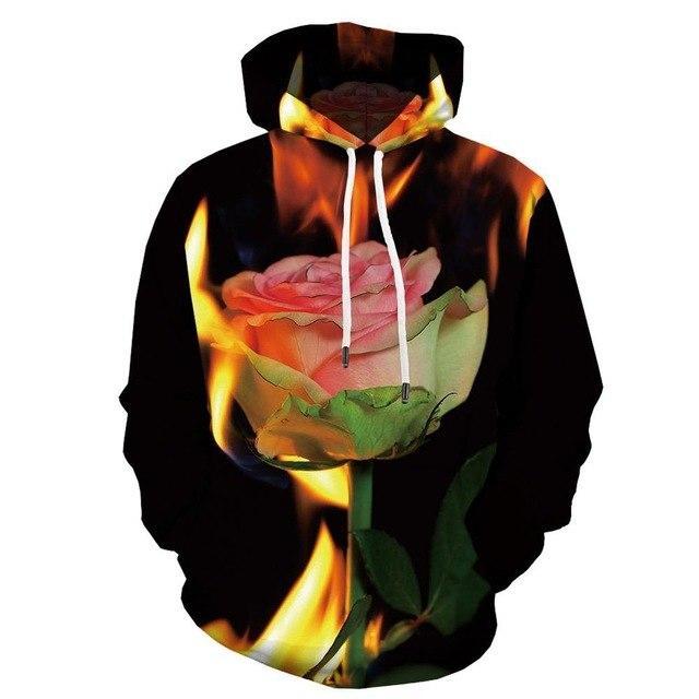 Colorful Flame Character Metal Military 3D Printed Hoodie for men, featuring a vibrant anime-inspired design and comfortable fit.