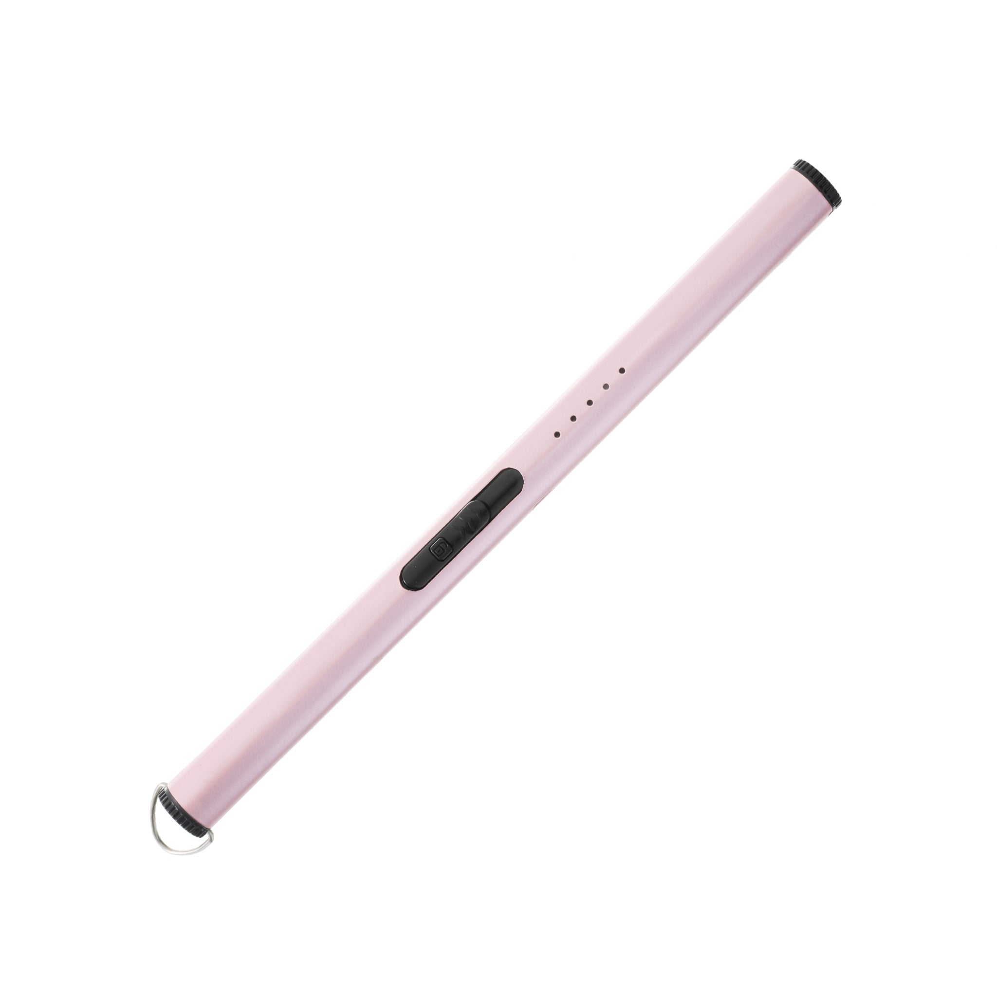 Chic pink Flameless Cylinder Lighter, 8.75 inches long, designed for safety and convenience.