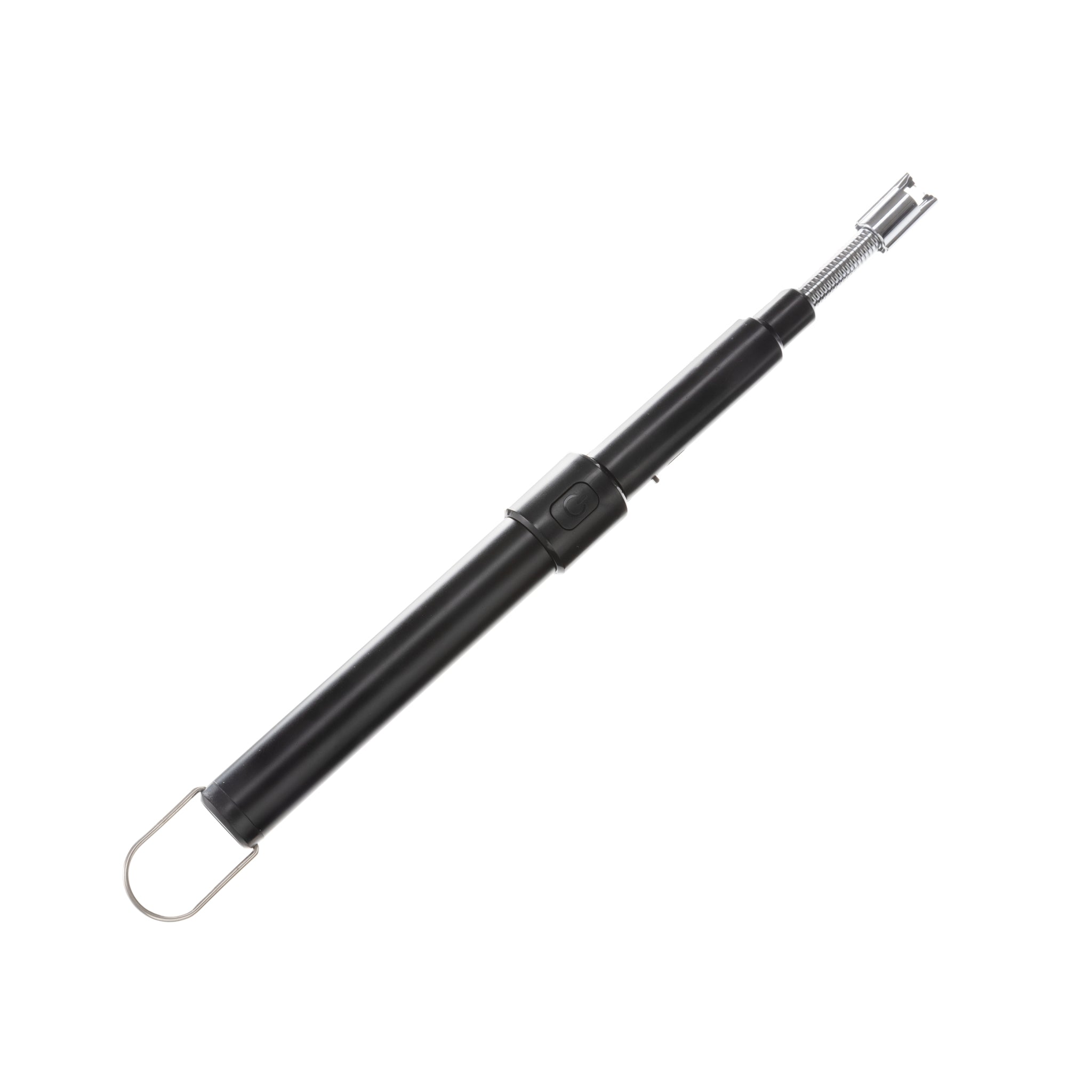 Flameless Extendable Lighter in black with a telescopic rod and flexible neck, ideal for various lighting needs.