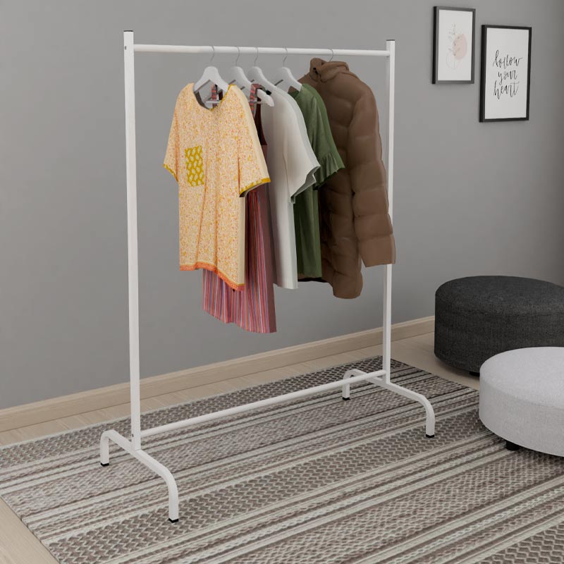 SANDRA White Floor Hanger made of high-quality steel, featuring a sleek design and scratch-resistant finish, ideal for home and business use.