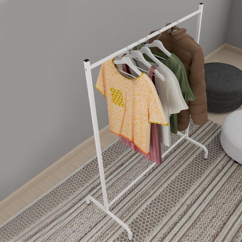 SANDRA White Floor Hanger made of high-quality steel, featuring a sleek design and scratch-resistant finish, ideal for home and business use.