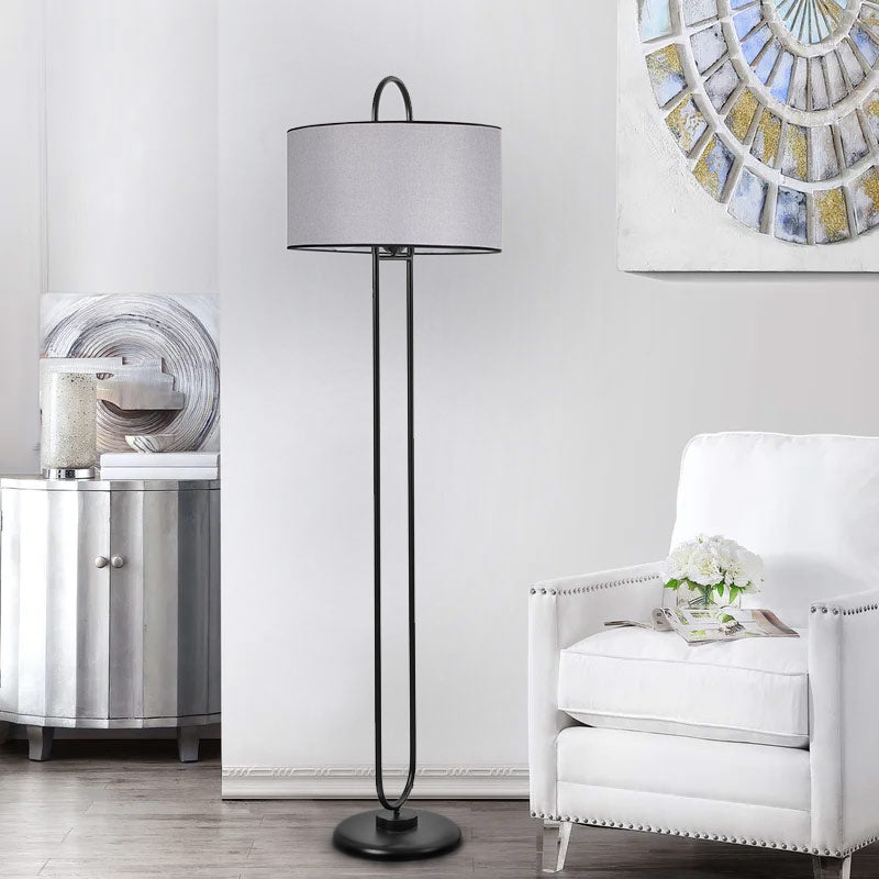 Cordoba Floor Lamp in black and grey, featuring a metal base and fabric shade, standing 170 cm tall.