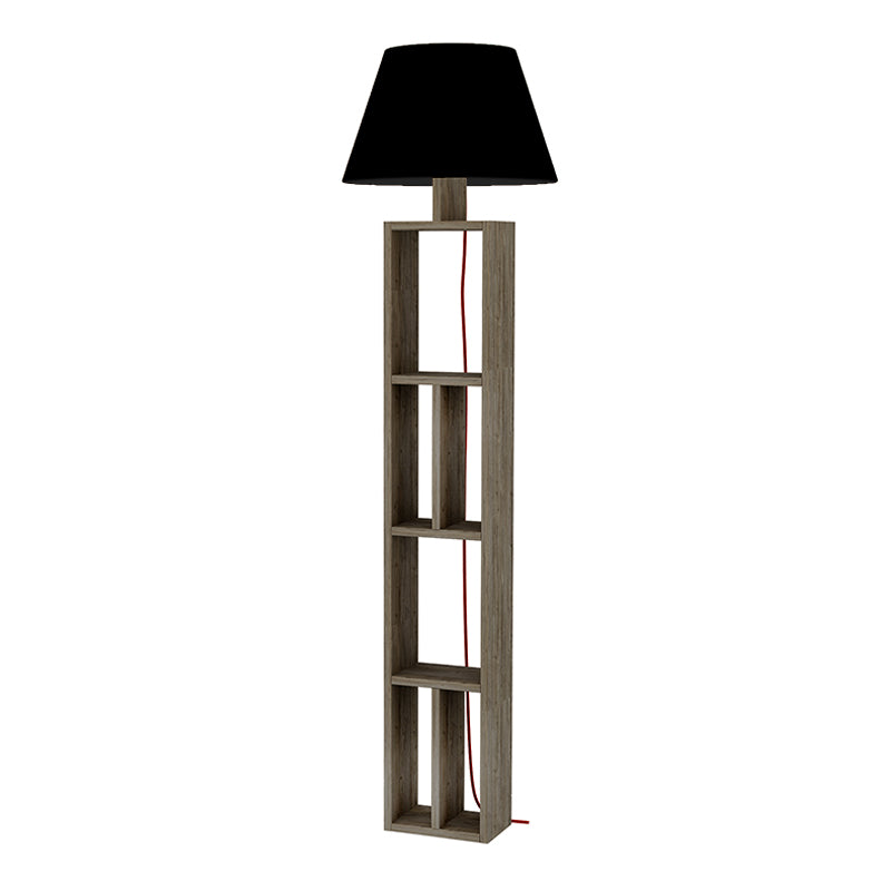 Stylish LIGHTHOUSE Floor Lamp in dark coffee and black, featuring a melamine body and fabric lampshade.