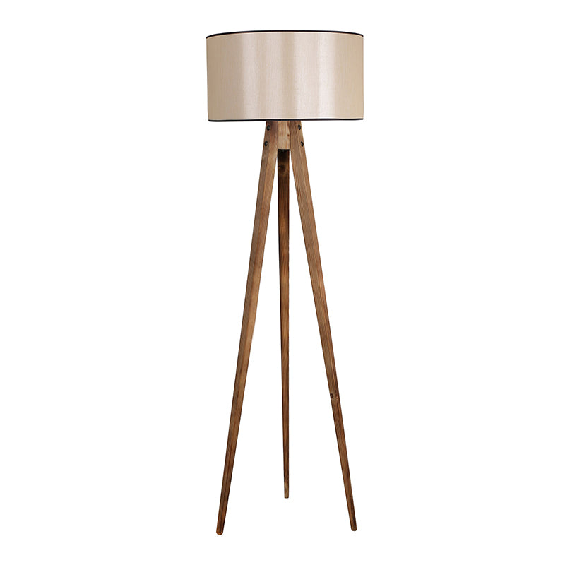 PLUTO floor lamp in smoked walnut and beige fabric, standing tall at 153 cm with a stylish design.