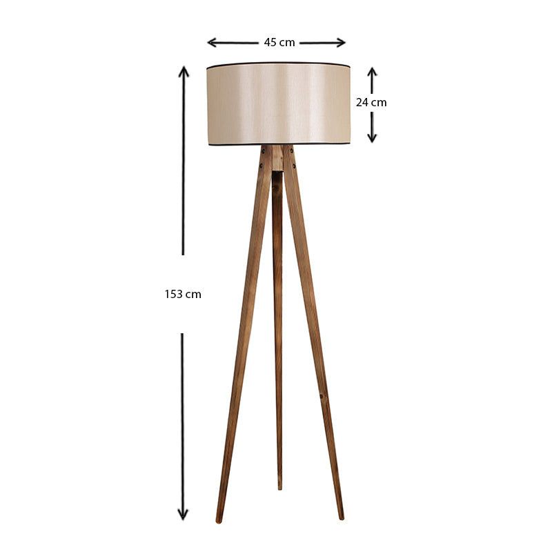 PLUTO floor lamp in smoked walnut and beige fabric, standing tall at 153 cm with a stylish design.