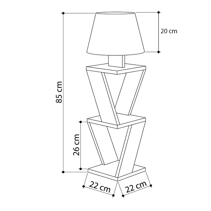 IBIZA Floor Lamp in white fabric and natural beech melamine, standing 85cm tall, perfect for home or office use.