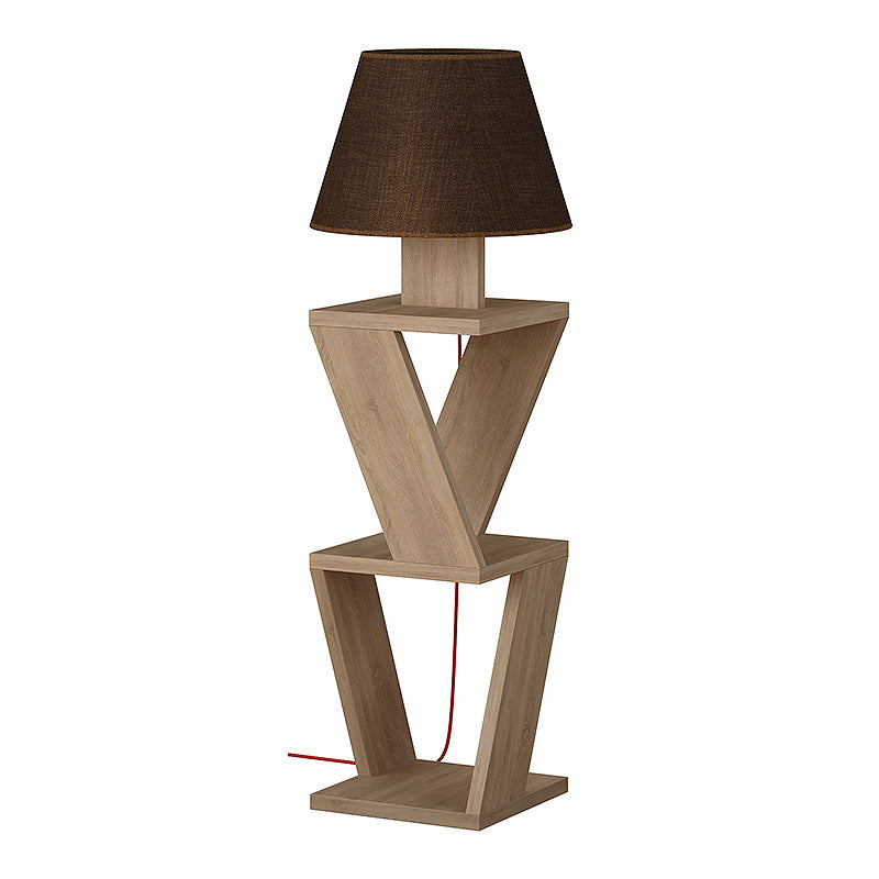 IBIZA Floor Lamp in natural beech and brown, showcasing its elegant design and fabric shade.