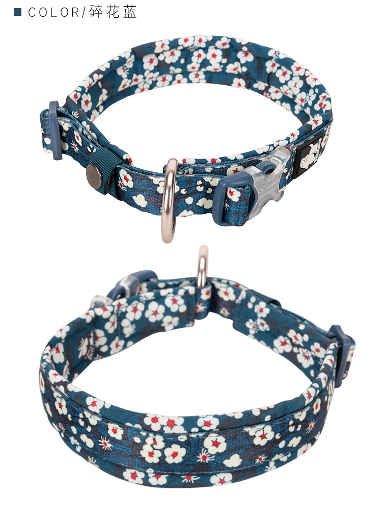 Floral Collar Saxony Blue 2XL for dogs, featuring a vibrant floral pattern and padded design for comfort.