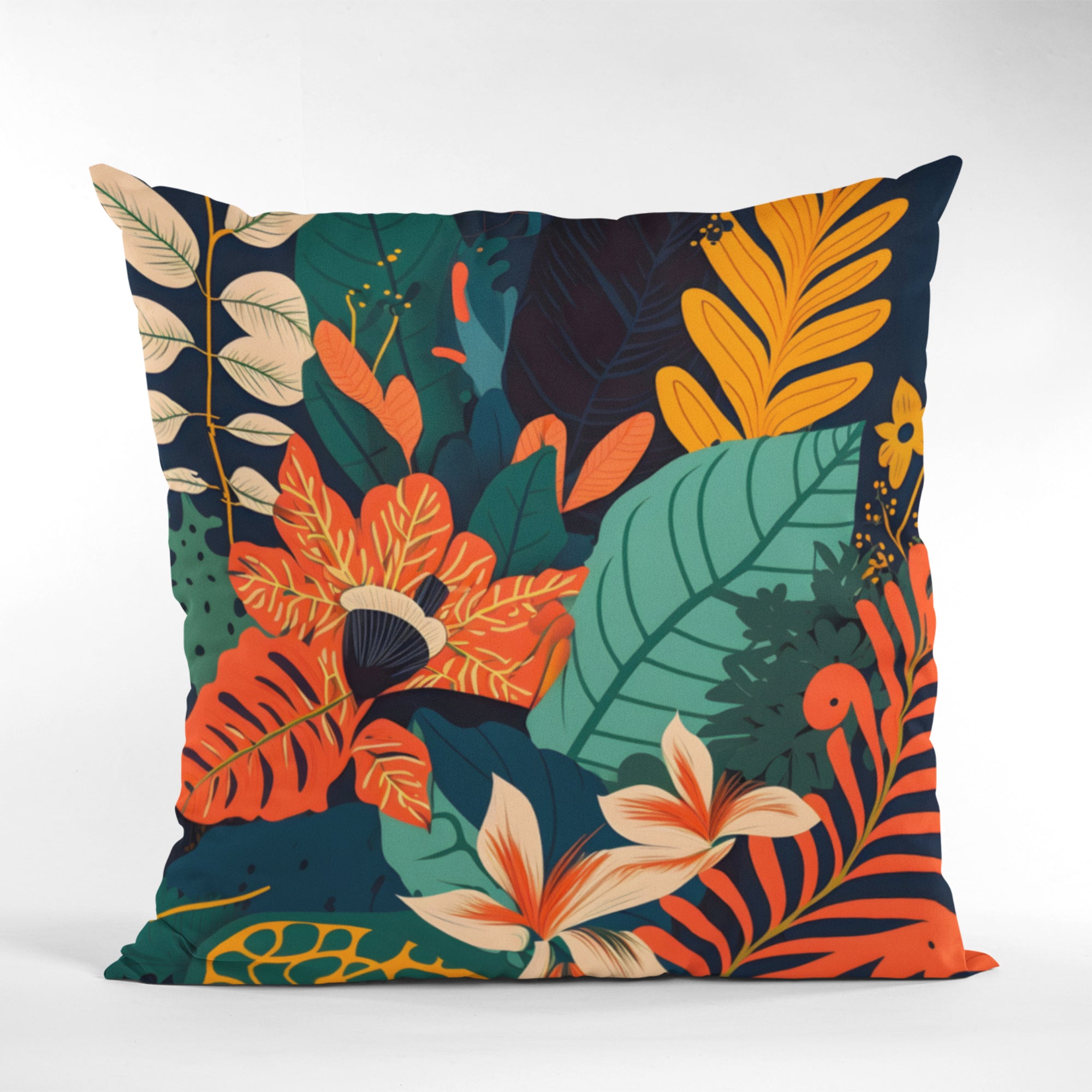 Floral Home Decor Throw Pillow featuring vibrant floral design on one side and light cream back, perfect for living room decor.