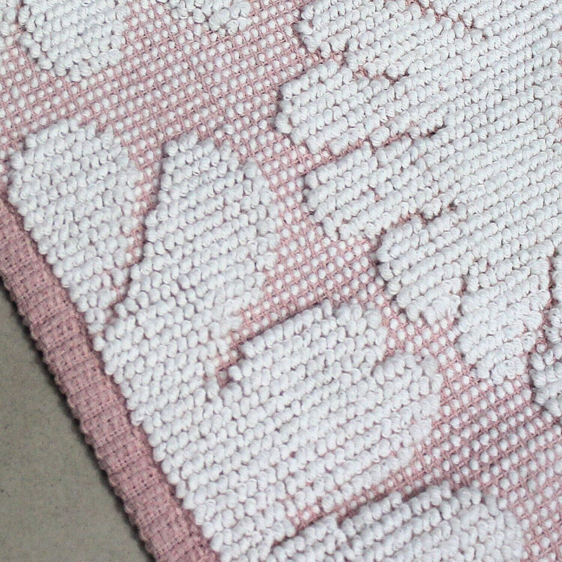 Floral Pink Kids Tufted Bathmat with soft pile and cute floral design, perfect for children's bathrooms.