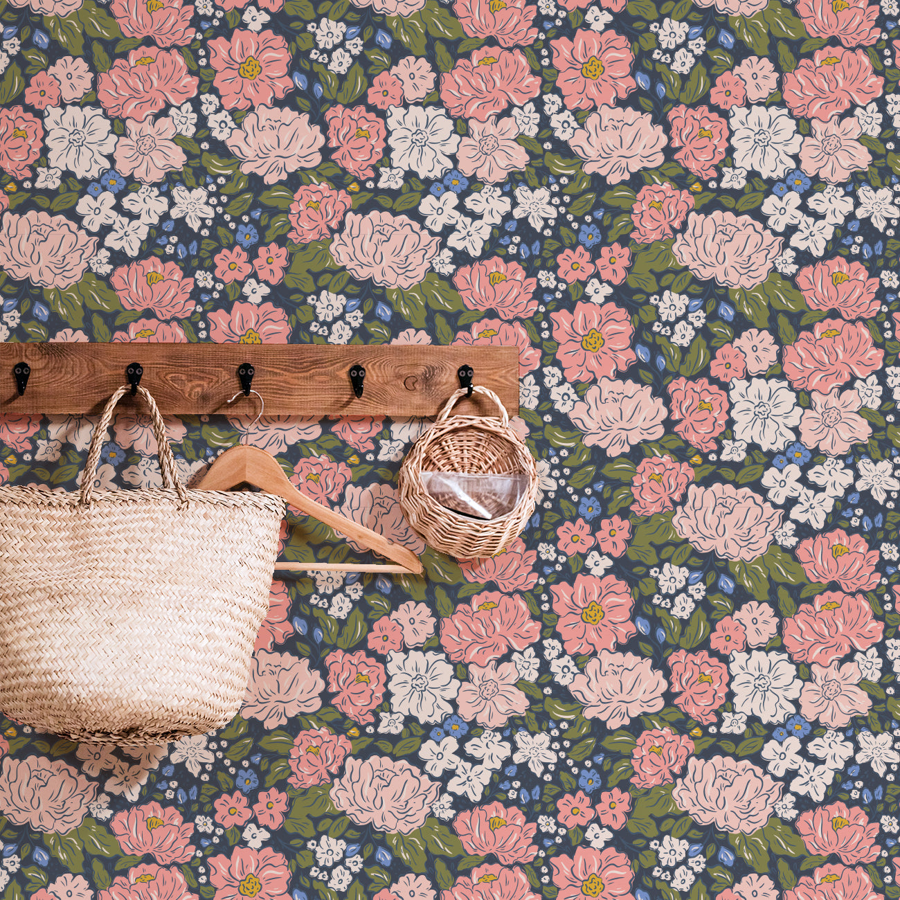 Flower Market Wallpaper featuring vibrant floral patterns and colors, perfect for home decor.