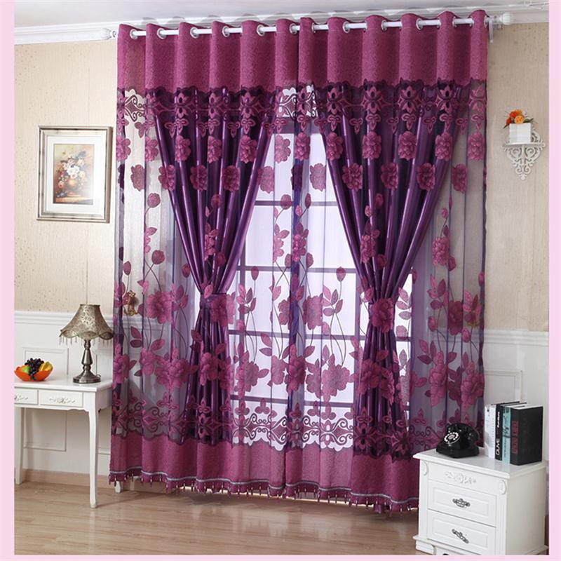 Flower valance blackout curtains in a stylish design, perfect for home decor, showcasing floral patterns and a rod pocket top for easy installation.