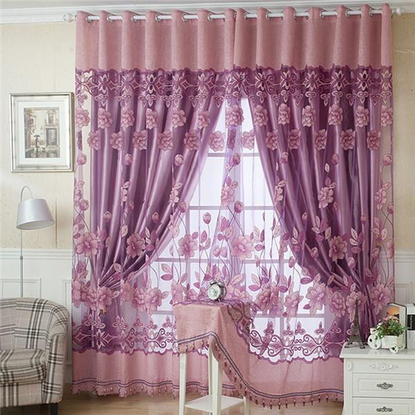 Flower valance blackout curtains in a stylish design, perfect for home decor, showcasing floral patterns and a rod pocket top for easy installation.