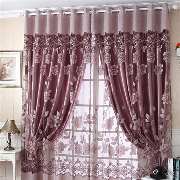 Flower valance blackout curtains in a stylish design, perfect for home decor, showcasing floral patterns and a rod pocket top for easy installation.