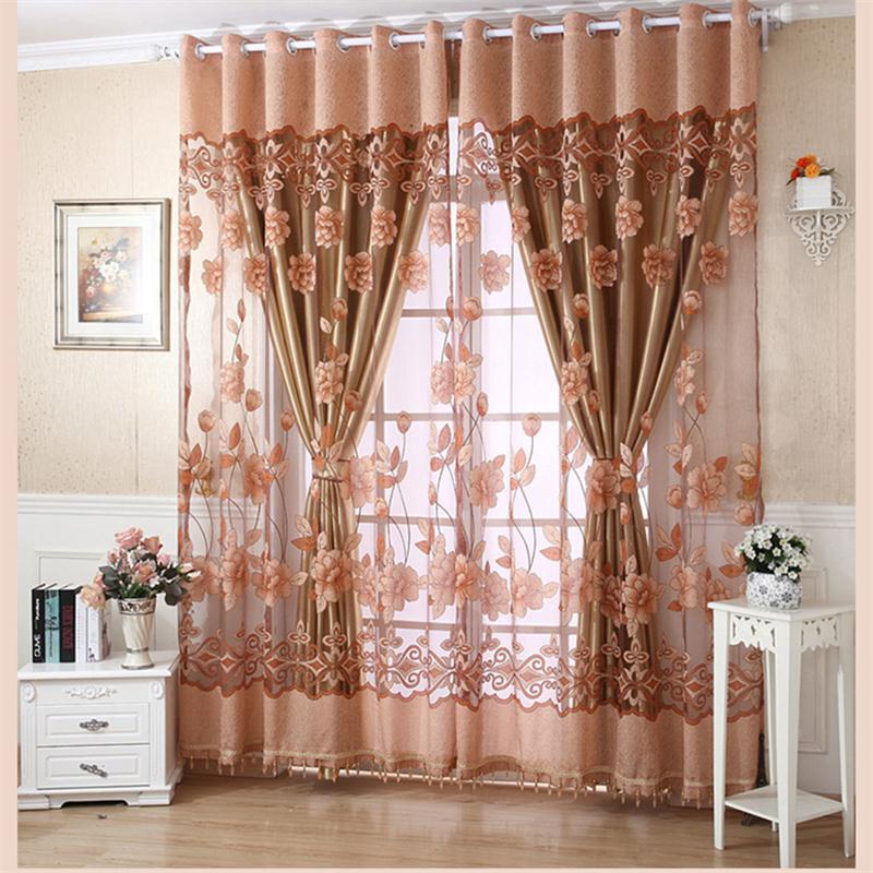 Flower valance blackout curtains in a stylish design, perfect for home decor, showcasing floral patterns and a rod pocket top for easy installation.