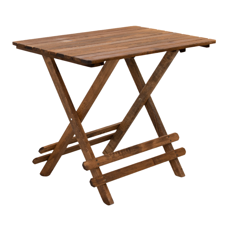 Foldable Table JANET made of beech wood with walnut finish, dimensions 80x60x75cm, perfect for outdoor use.