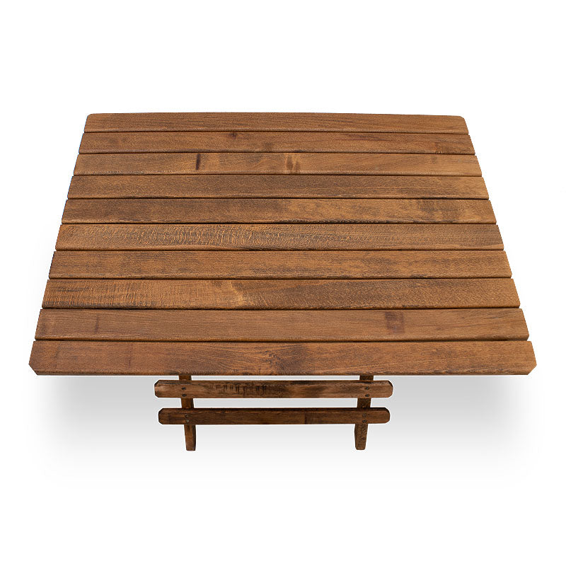 Foldable Table JANET made of beech wood with walnut finish, dimensions 80x60x75cm, perfect for outdoor use.