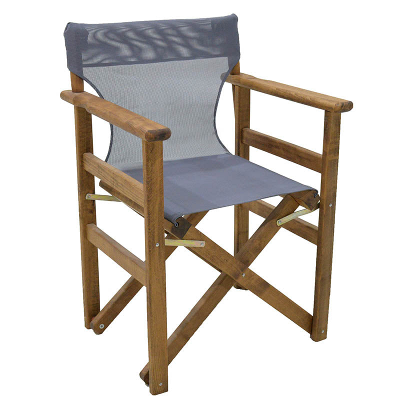 Folding Garden Armchair SPACE in walnut and anthracite, showcasing its stylish design and durable construction.