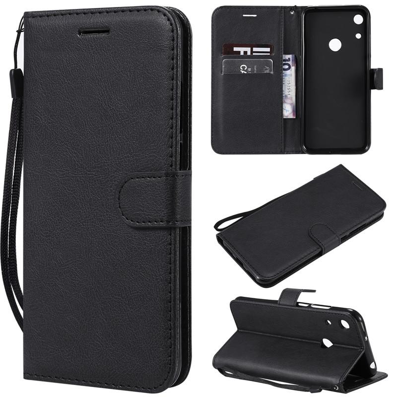 Stylish flip cover wallet case for Huawei Honor 8A/Y6 Pro in various colors, showcasing card slots and stand functionality.