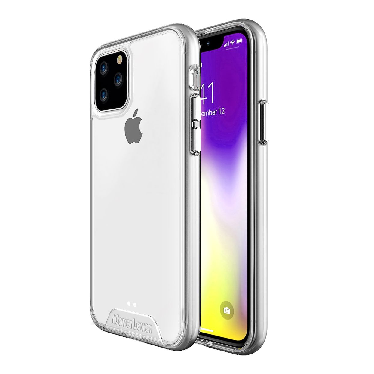 iCoverLover Shockproof Clear Case for iPhone 11 Pro, showcasing a thin and transparent design with anti-scratch bezels.