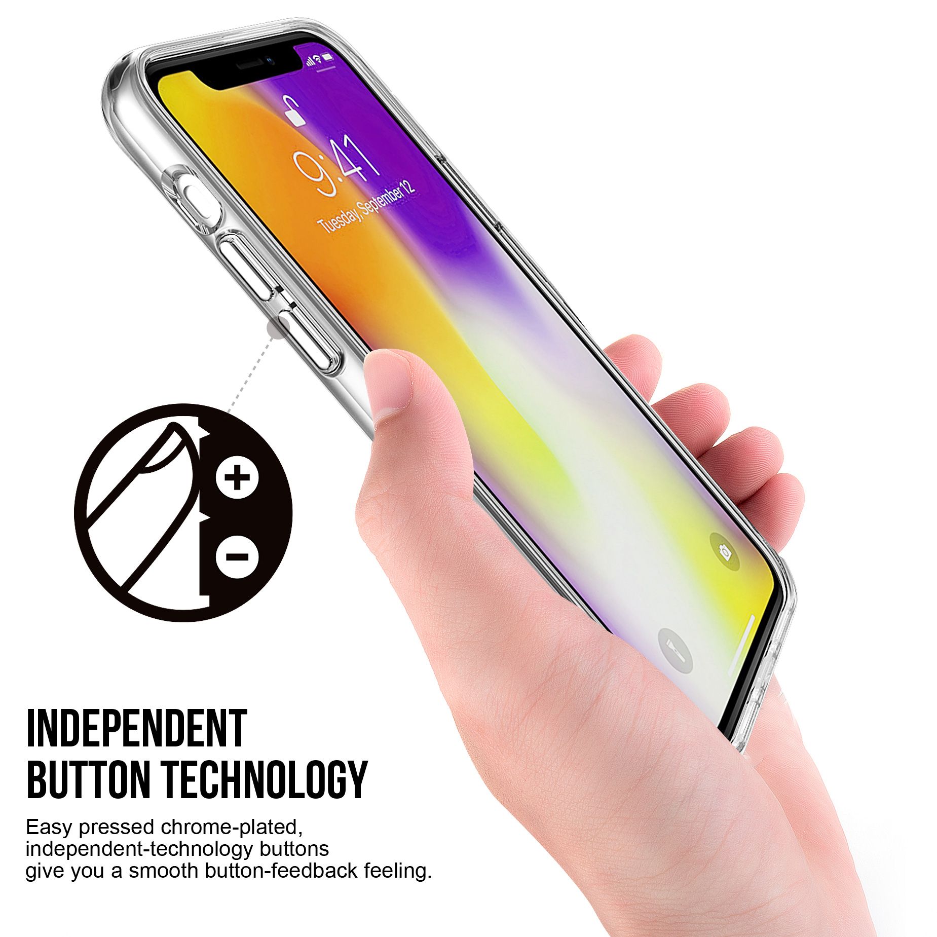 iCoverLover Shockproof Clear Case for iPhone 11 Pro, showcasing a thin and transparent design with anti-scratch bezels.