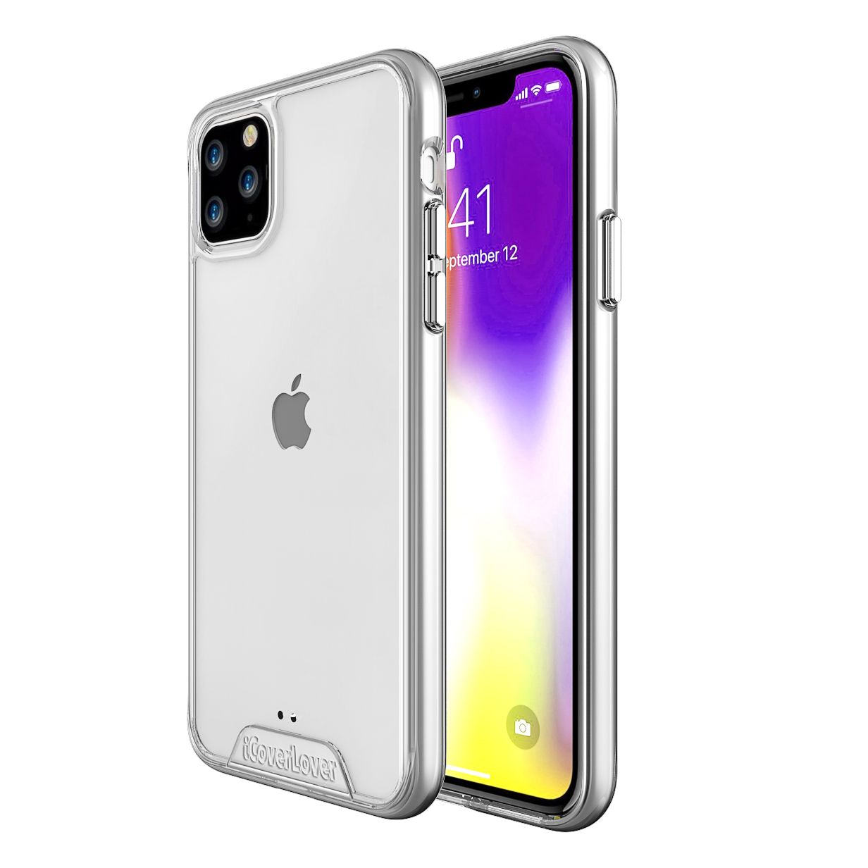 iCoverLover Shockproof Clear Case for iPhone 11 Pro Max, showcasing a transparent design with anti-scratch bezels.