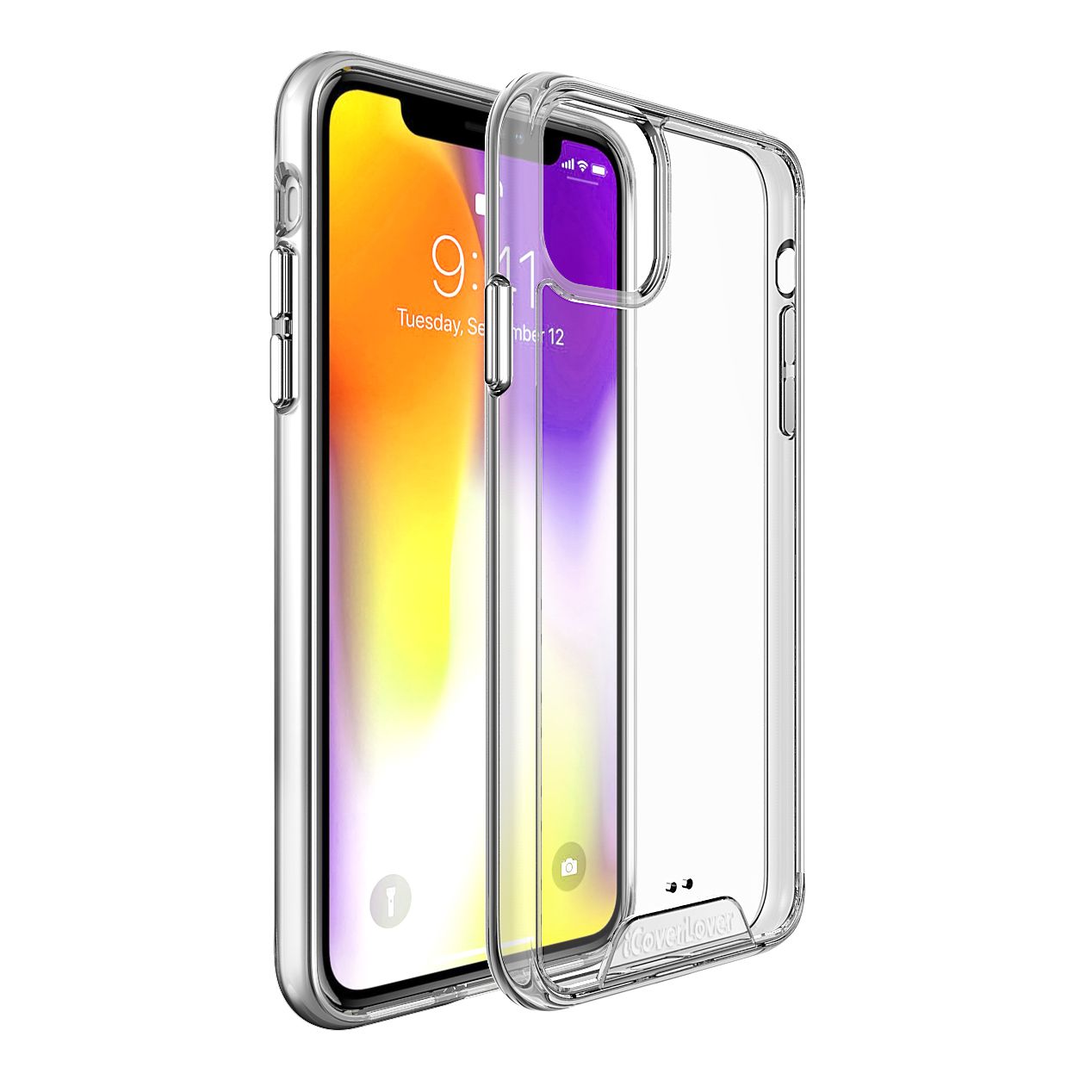 iCoverLover Shockproof Clear Case for iPhone 11 Pro Max, showcasing a transparent design with anti-scratch bezels.