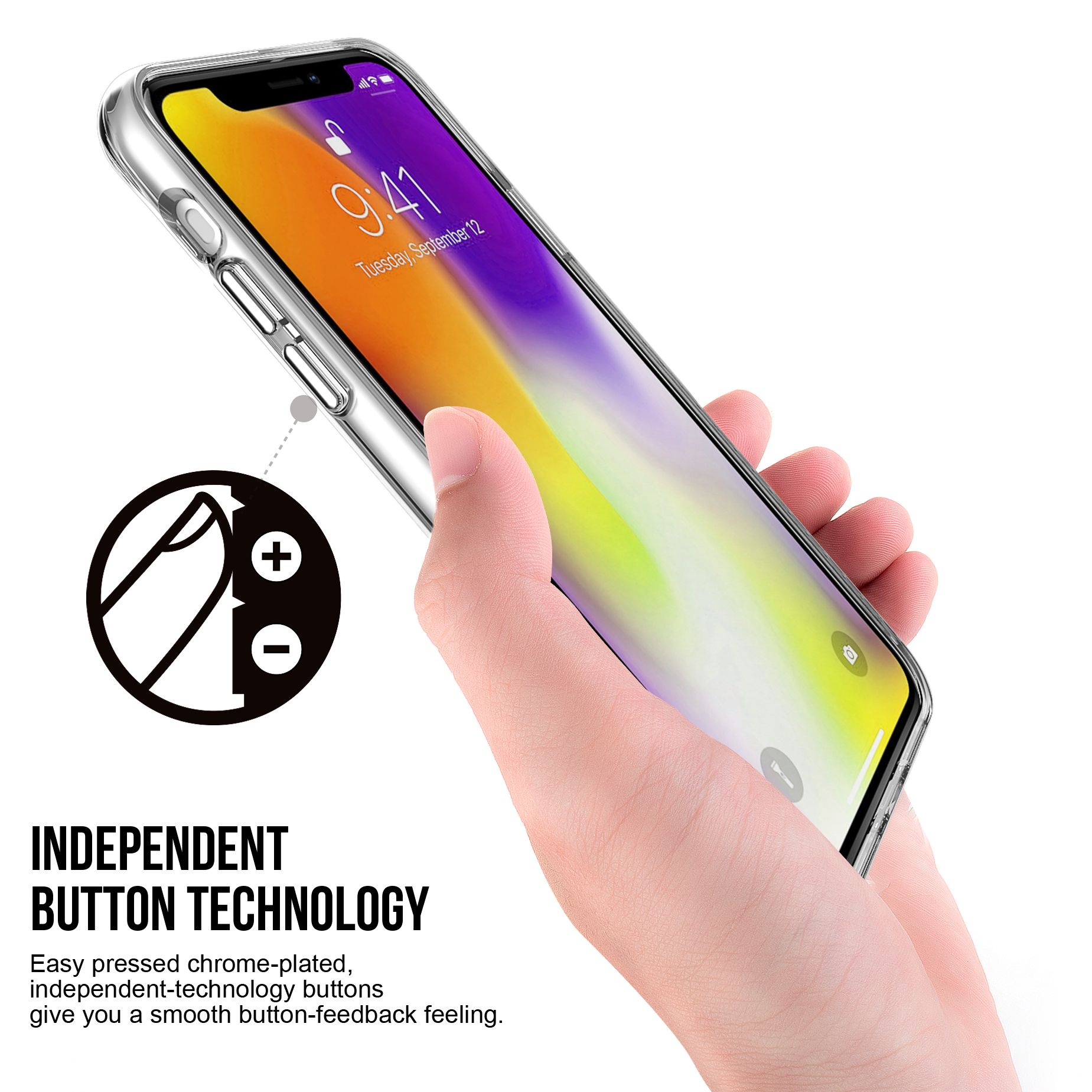 iCoverLover Shockproof Clear Case for iPhone 11 Pro Max, showcasing a transparent design with anti-scratch bezels.