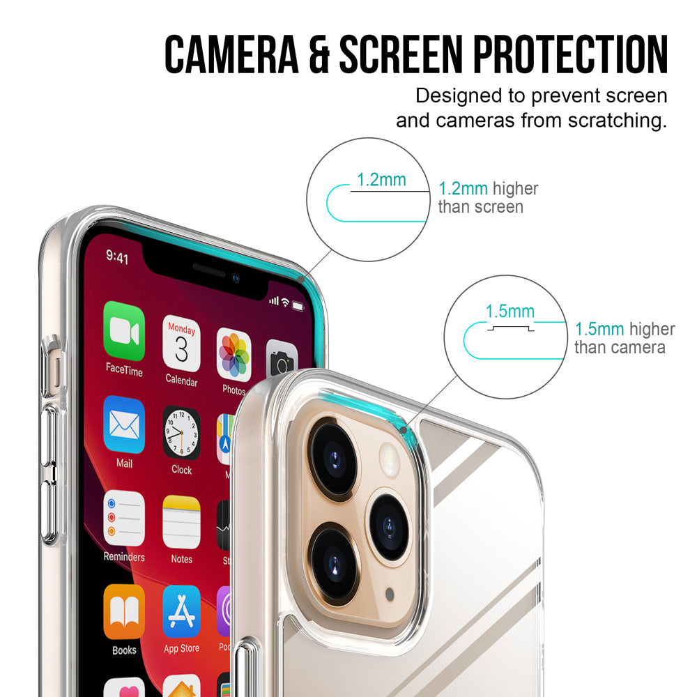 iCoverLover Shockproof Clear Case for iPhone 12 Pro/12, showcasing its transparent design and protective features.