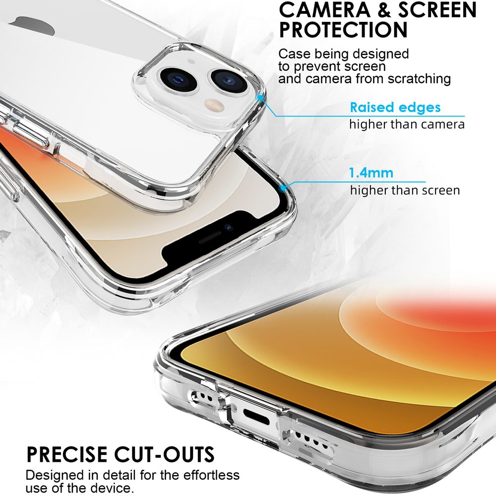 iCoverLover Shockproof Clear Case for iPhone 13 Mini, showcasing its transparent design and protective features.