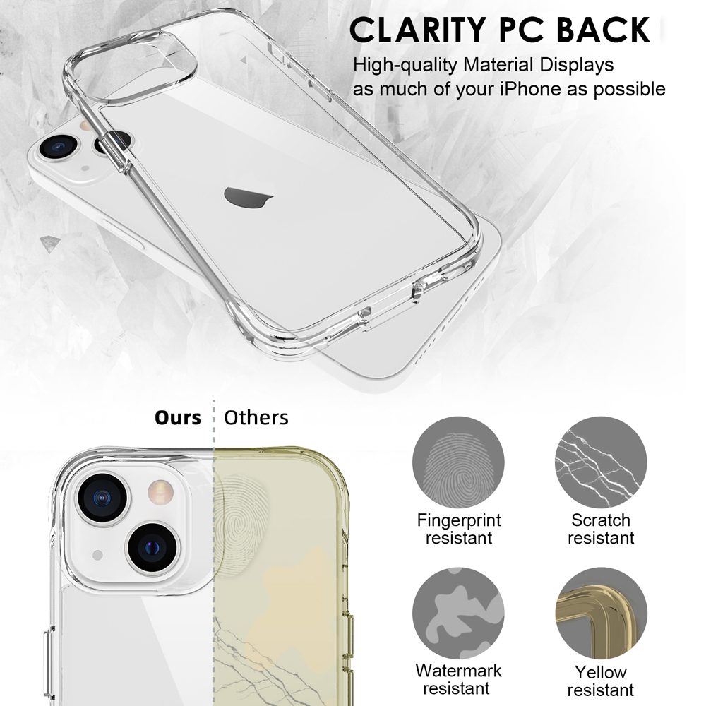 iCoverLover Shockproof Clear Case for iPhone 13 Mini, showcasing its transparent design and protective features.