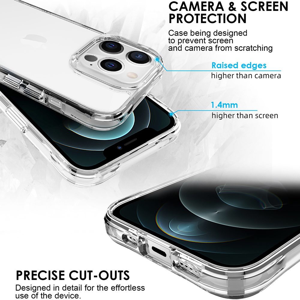 iCoverLover Shockproof Clear Case for iPhone 13 Pro Max, showcasing its transparent design and protective features.