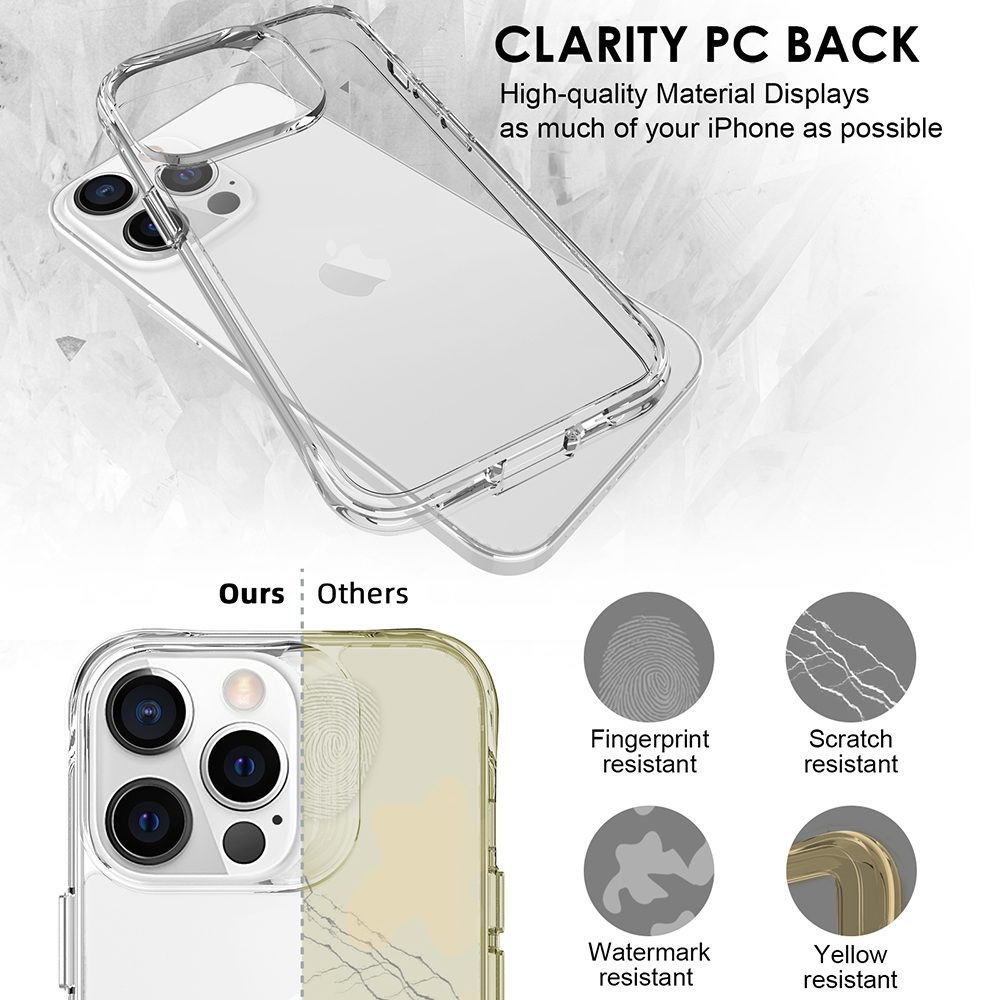 iCoverLover Shockproof Clear Case for iPhone 13 Pro Max, showcasing its transparent design and protective features.