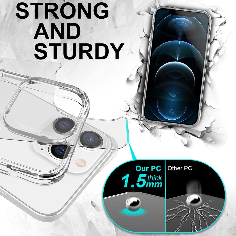 iCoverLover Shockproof Clear Case for iPhone 13 Pro Max, showcasing its transparent design and protective features.