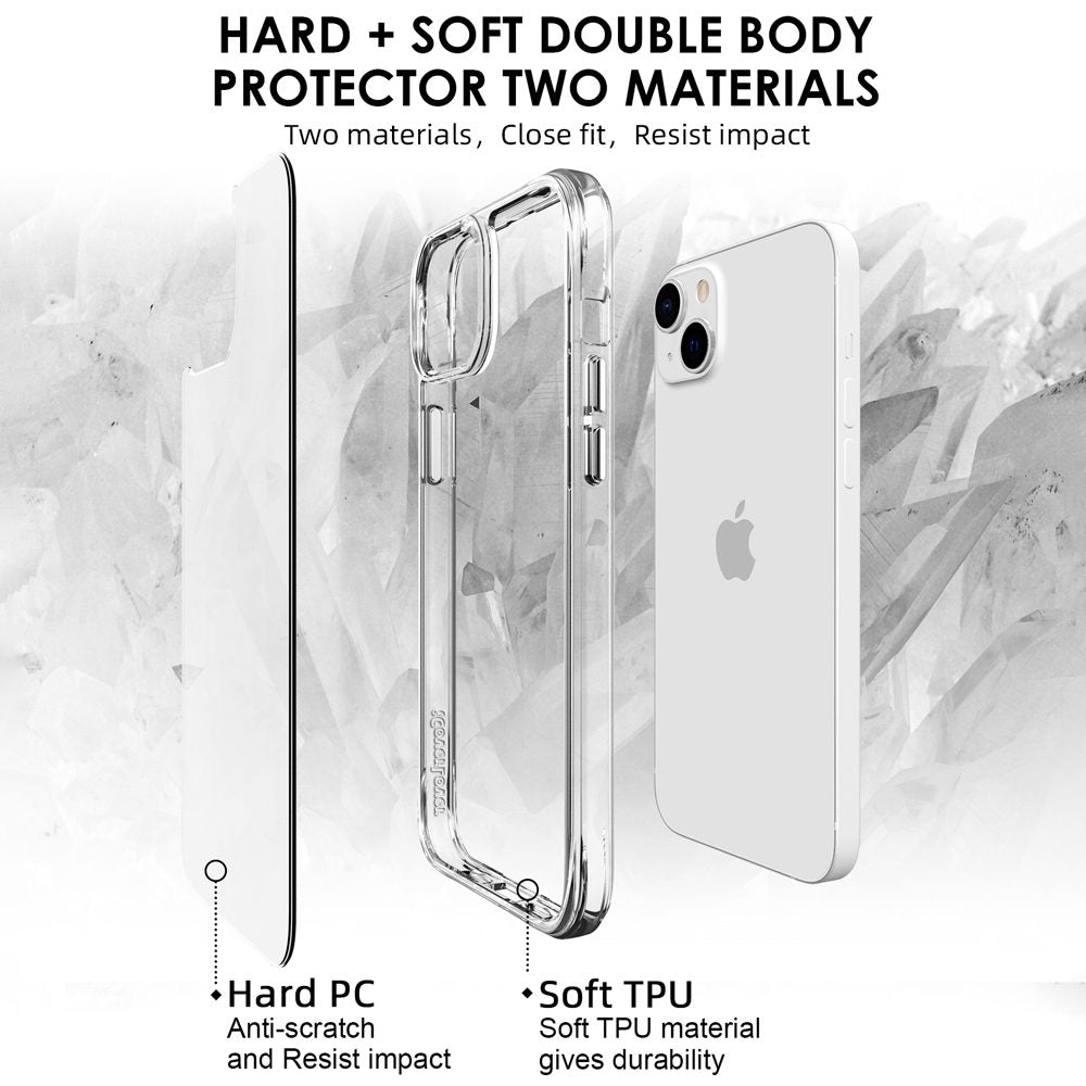 iCoverLover Shockproof Clear Case for iPhone 14, showcasing its transparent design and protective features.