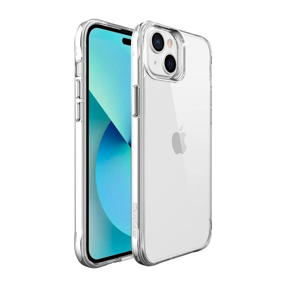 iCoverLover Shockproof Clear Case for iPhone 14, showcasing its transparent design and protective features.