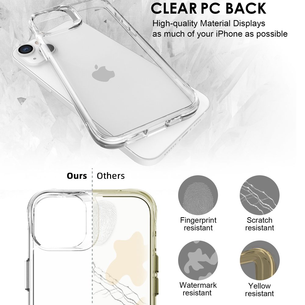 iCoverLover Shockproof Clear Case for iPhone 14, showcasing its transparent design and protective features.