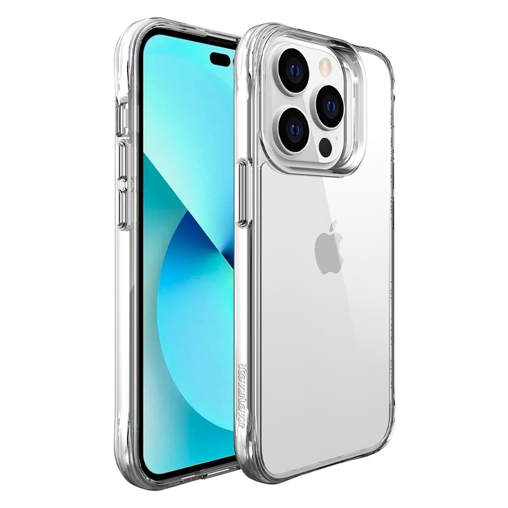 iCoverLover Shockproof Clear Case for iPhone 14 Pro, showcasing its transparent design and protective features.