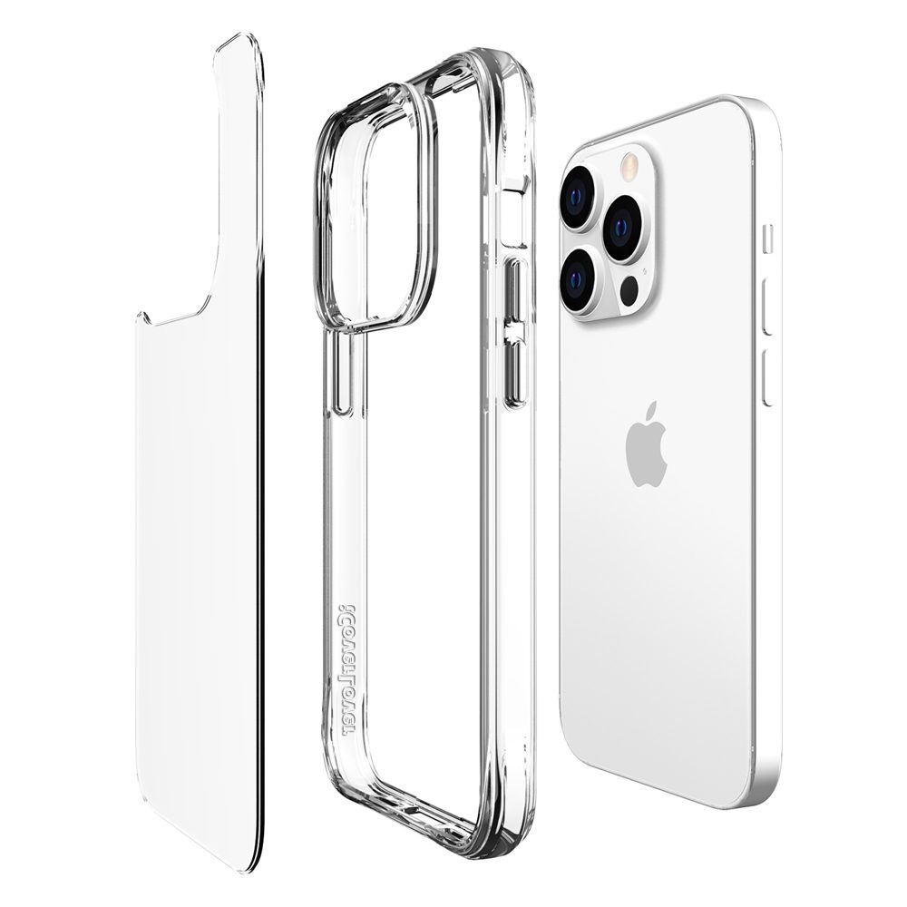 iCoverLover Shockproof Clear Case for iPhone 14 Pro, showcasing its transparent design and protective features.