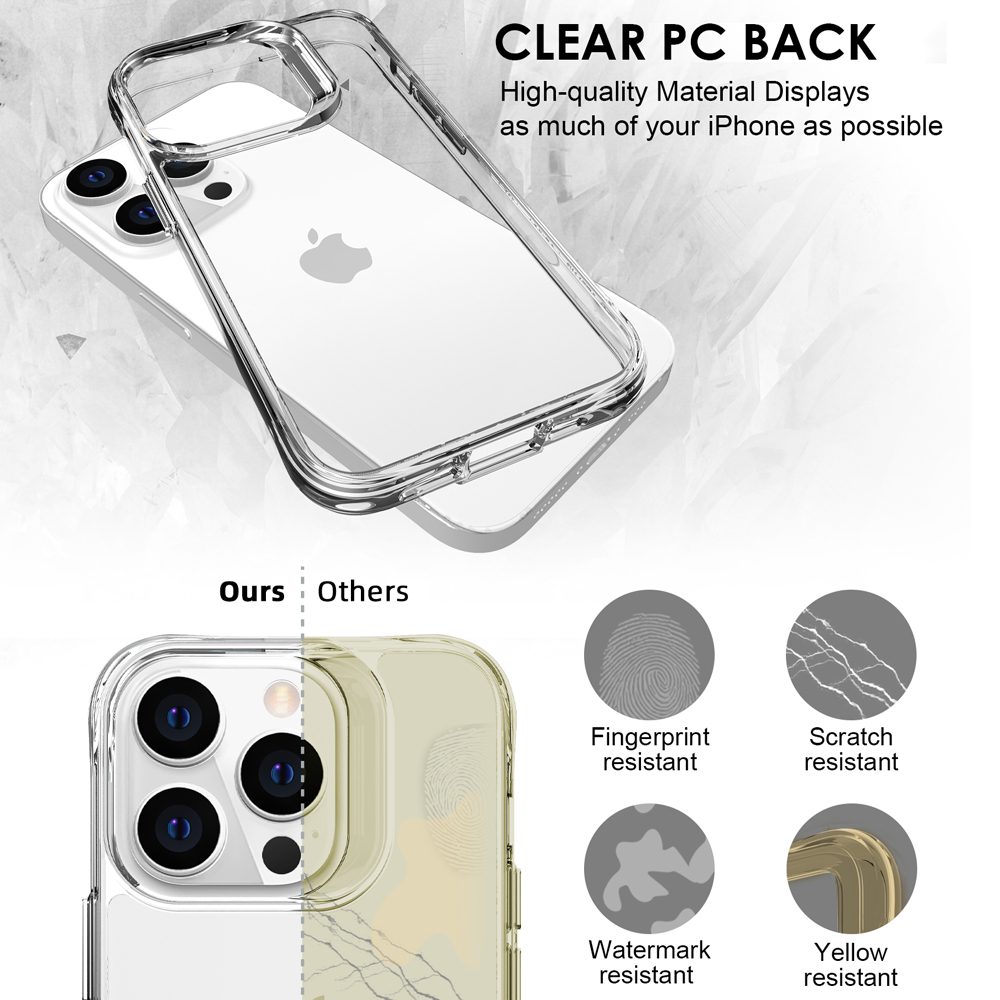 iCoverLover Shockproof Clear Case for iPhone 14 Pro, showcasing its transparent design and protective features.