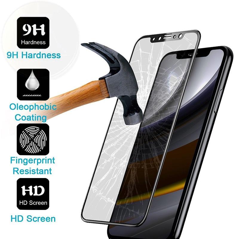 For iPhone X 8 Glossy Carbon Fiber Tempered Glass 3D 9H Curve Edge screen protector, showcasing its sleek design and protective features.