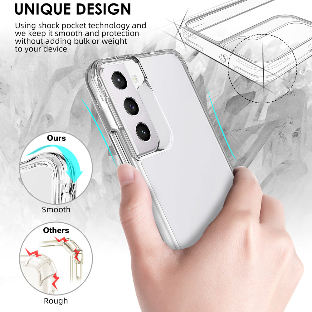 iCoverLover Slim Shock-proof Case for Samsung Galaxy S22+ Plus, showcasing its transparent design and durable materials.