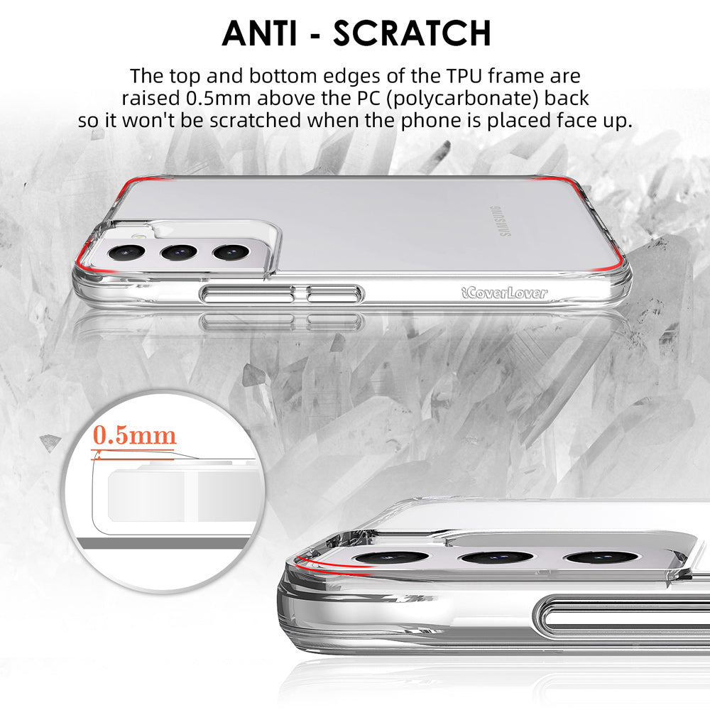 iCoverLover Slim Shock-proof Case for Samsung Galaxy S22+ Plus, showcasing its transparent design and durable materials.