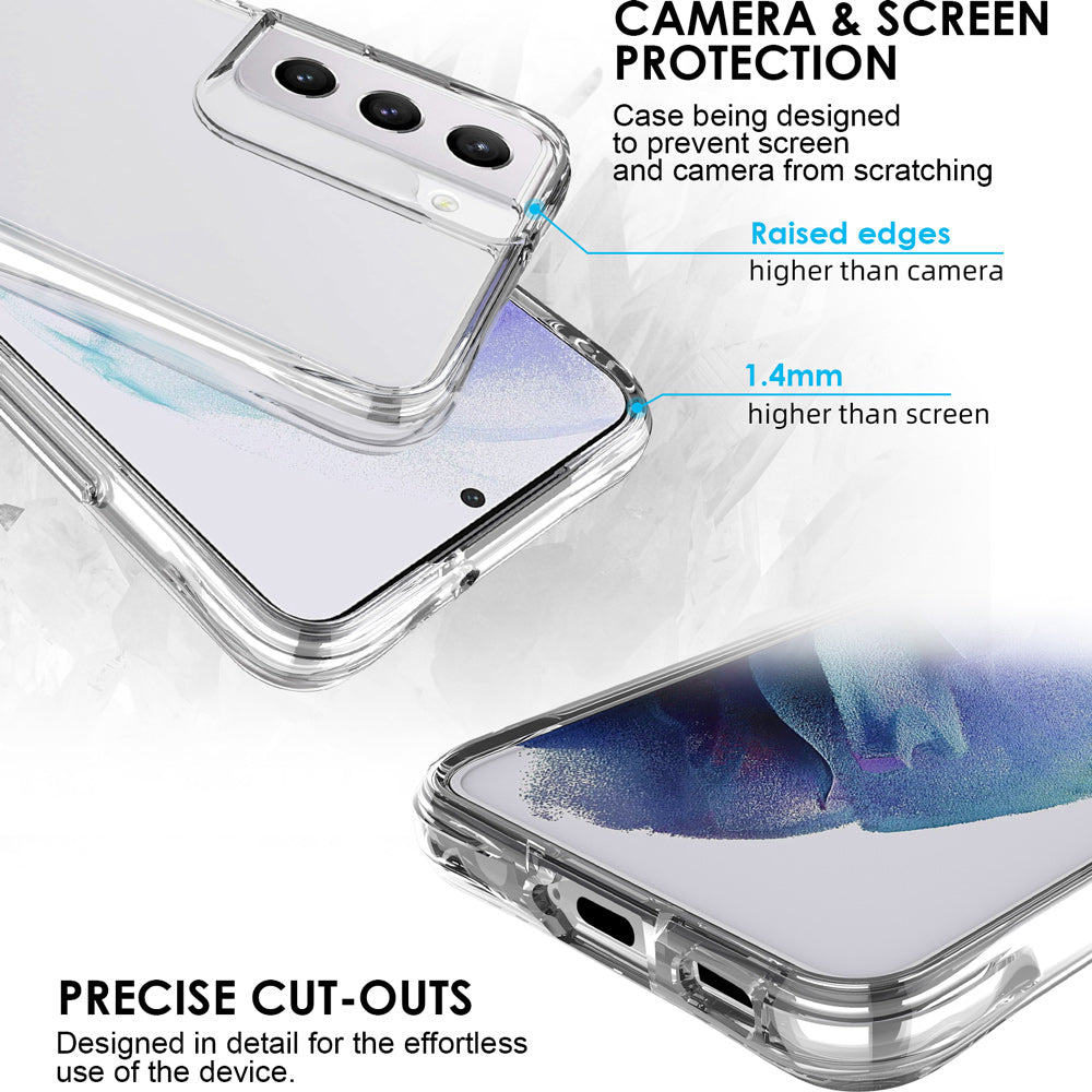 iCoverLover Slim Shock-proof Case for Samsung Galaxy S22+ Plus, showcasing its transparent design and durable materials.