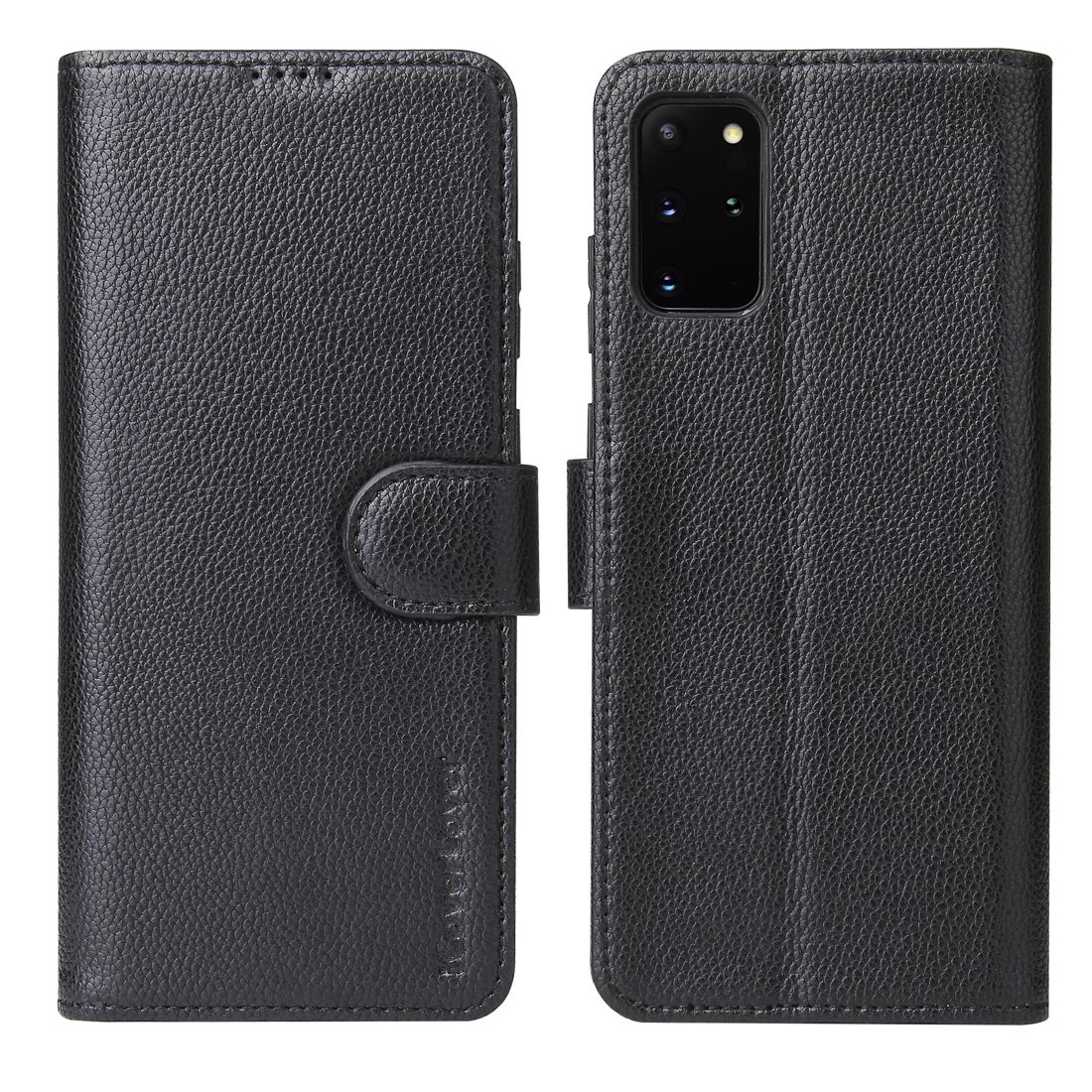 iCoverLover Genuine Leather Wallet Case for Samsung Galaxy S20+ Plus, featuring card slots and a kickstand in a stylish design.