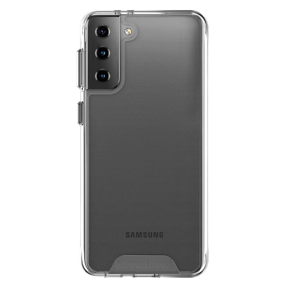 iCoverLover Shockproof Clear Case for Samsung Galaxy S21+ Plus, showcasing its transparent design and durable materials.