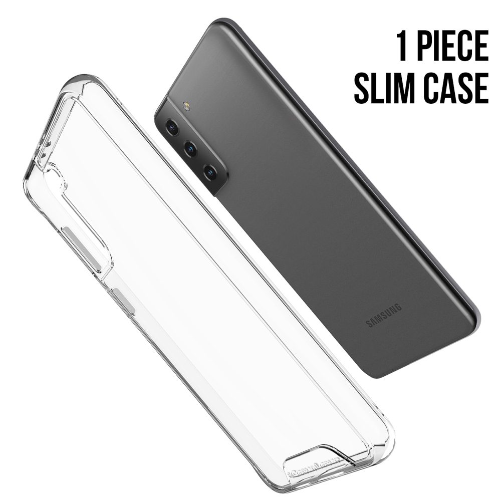 iCoverLover Shockproof Clear Case for Samsung Galaxy S21+ Plus, showcasing its transparent design and durable materials.