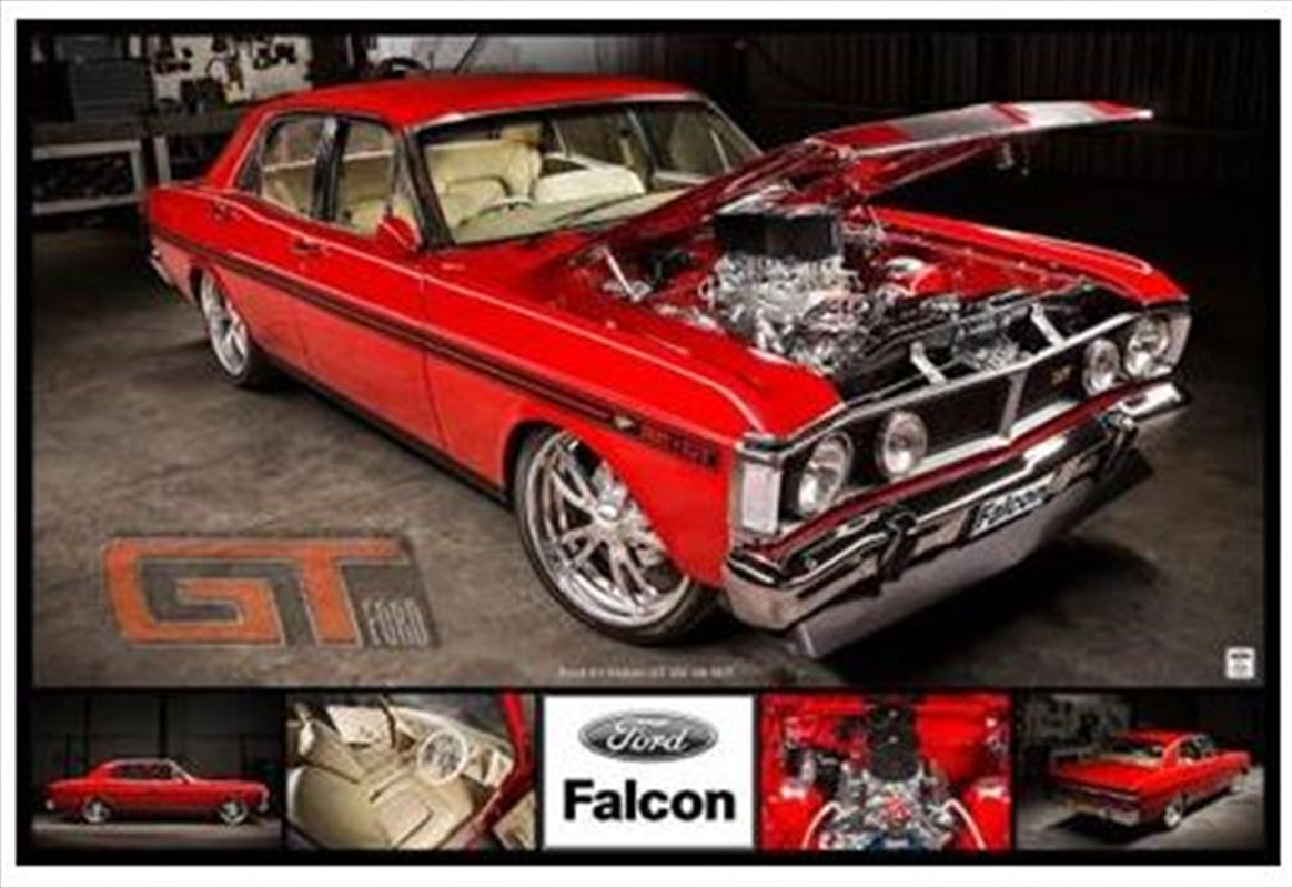 A vibrant Ford Falcon Poster showcasing the iconic car in stunning detail, perfect for enthusiasts and collectors.